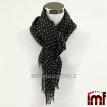 Wool Black &White Polkadot Scarf - Women